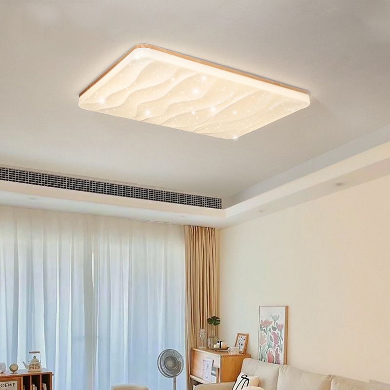 Elegant LED Flush Mount Ceiling Light with Natural Wood Base | Dimmable Fixture for Cozy Indoor Ambiance 2