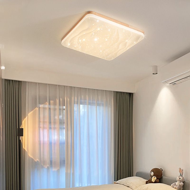 Elegant LED Flush Mount Ceiling Light with Natural Wood Base | Dimmable Fixture for Cozy Indoor Ambiance 5