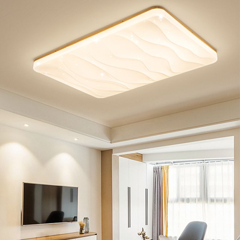 Elegant LED Flush Mount Ceiling Light with Natural Wood Base | Dimmable Fixture for Cozy Indoor Ambiance 7