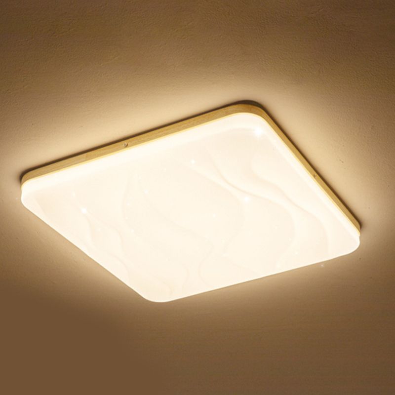 Elegant LED Flush Mount Ceiling Light with Natural Wood Base | Dimmable Fixture for Cozy Indoor Ambiance 8