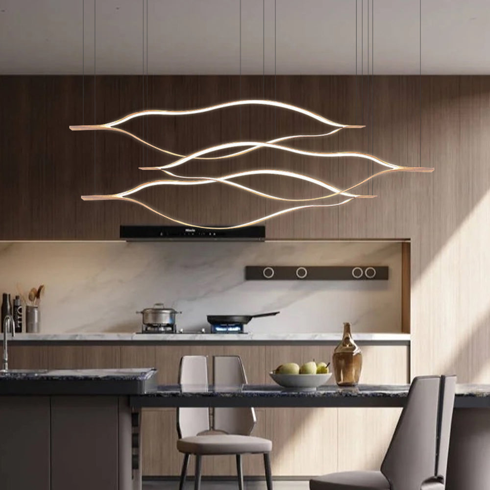 Elegant LED Pendant Light with Dimmable Golden Leaf Design | Minimalist Hanging Fixture for Stylish Living Spaces 0