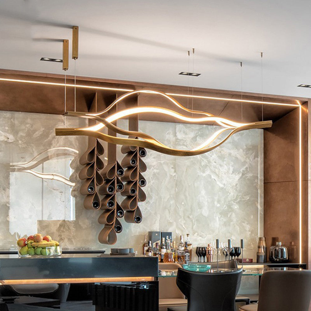 Elegant LED Pendant Light with Dimmable Golden Leaf Design | Minimalist Hanging Fixture for Stylish Living Spaces 2