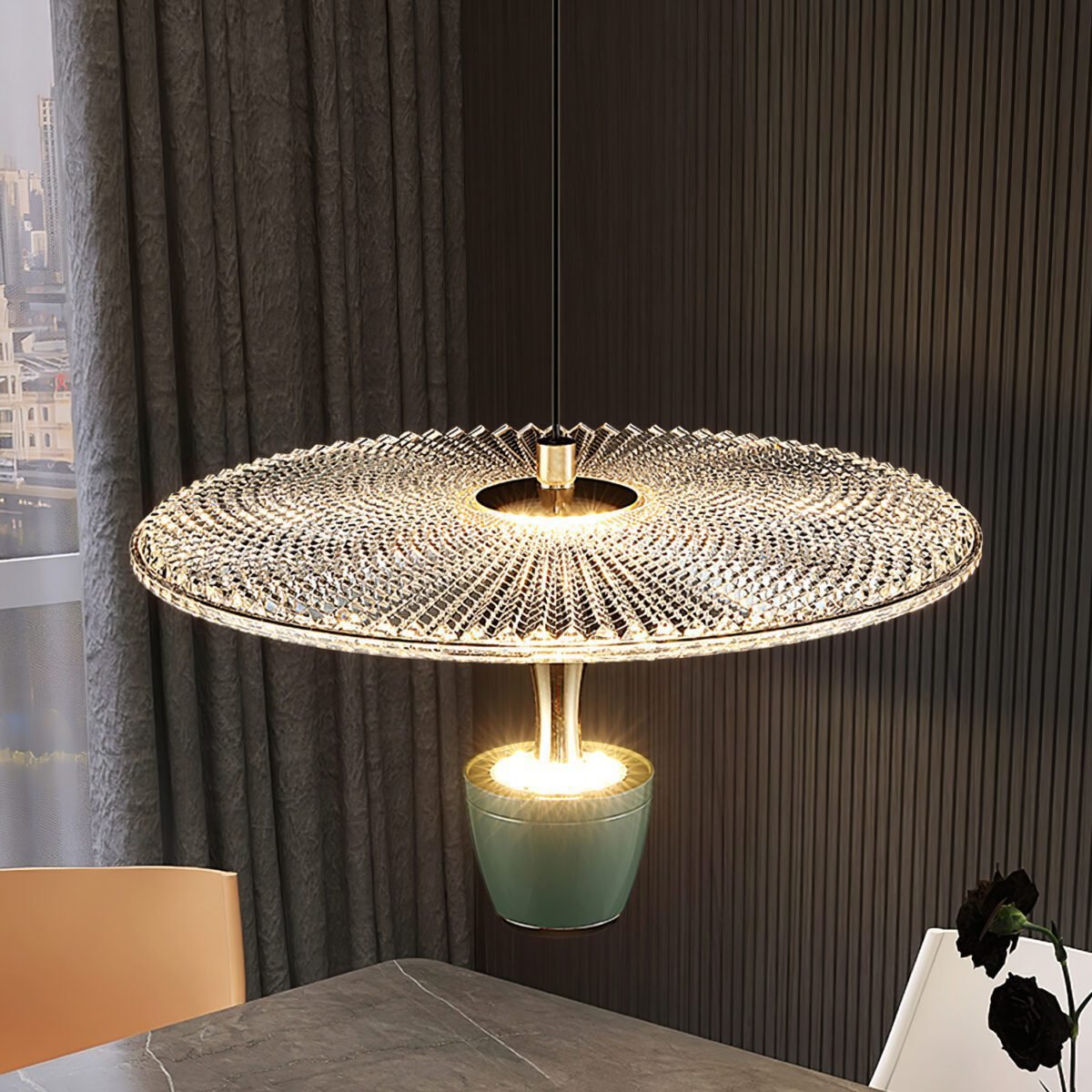 Elegant LED Pendant Lighting | Modern Disc-Shaped Design with Warm Glow | Stylish Fixture for Home Decor 3