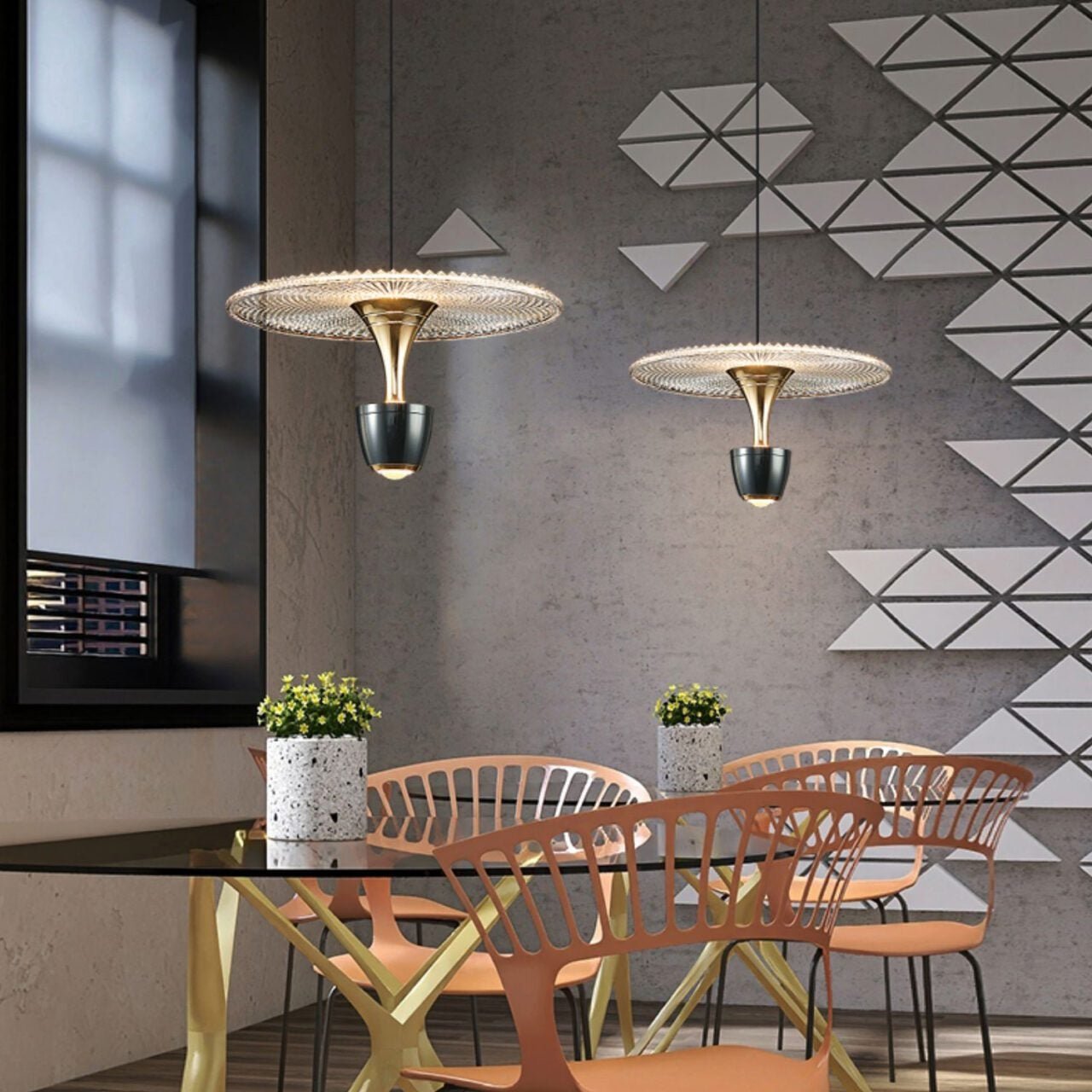 Elegant LED Pendant Lighting | Modern Disc-Shaped Design with Warm Glow | Stylish Fixture for Home Decor 4