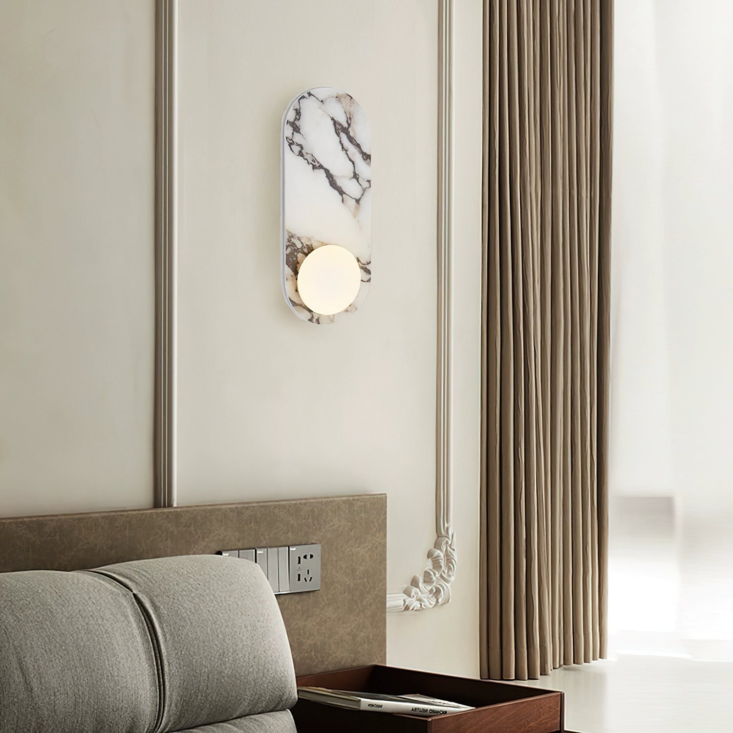 Elegant Marble Wall Lamp | Stylish Wall Sconce Lighting with Glass Shade | Modern Indoor Wall Lights for Sophisticated Ambiance 6