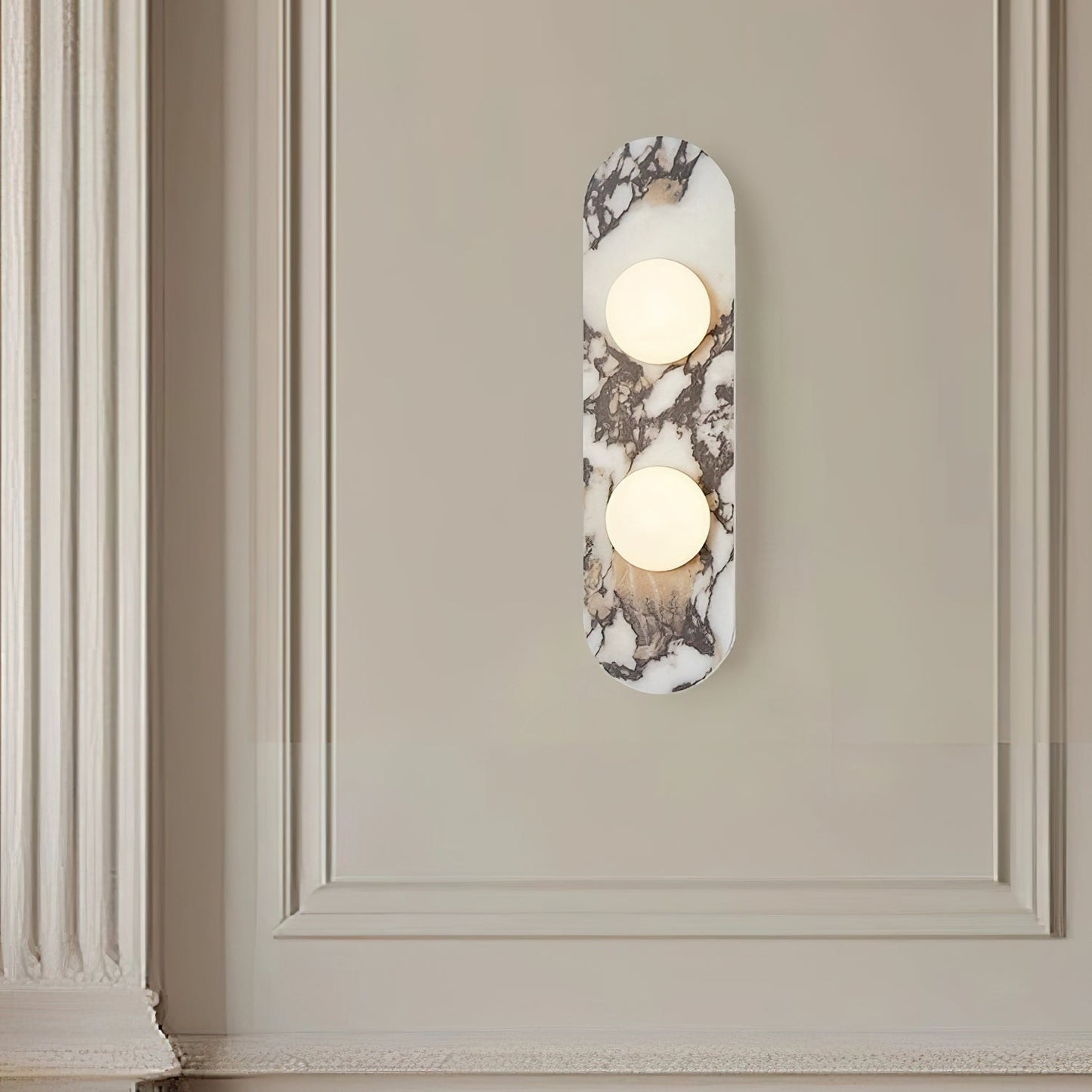 Elegant Marble Wall Lamp | Stylish Wall Sconce Lighting with Glass Shade | Modern Indoor Wall Lights for Sophisticated Ambiance 7
