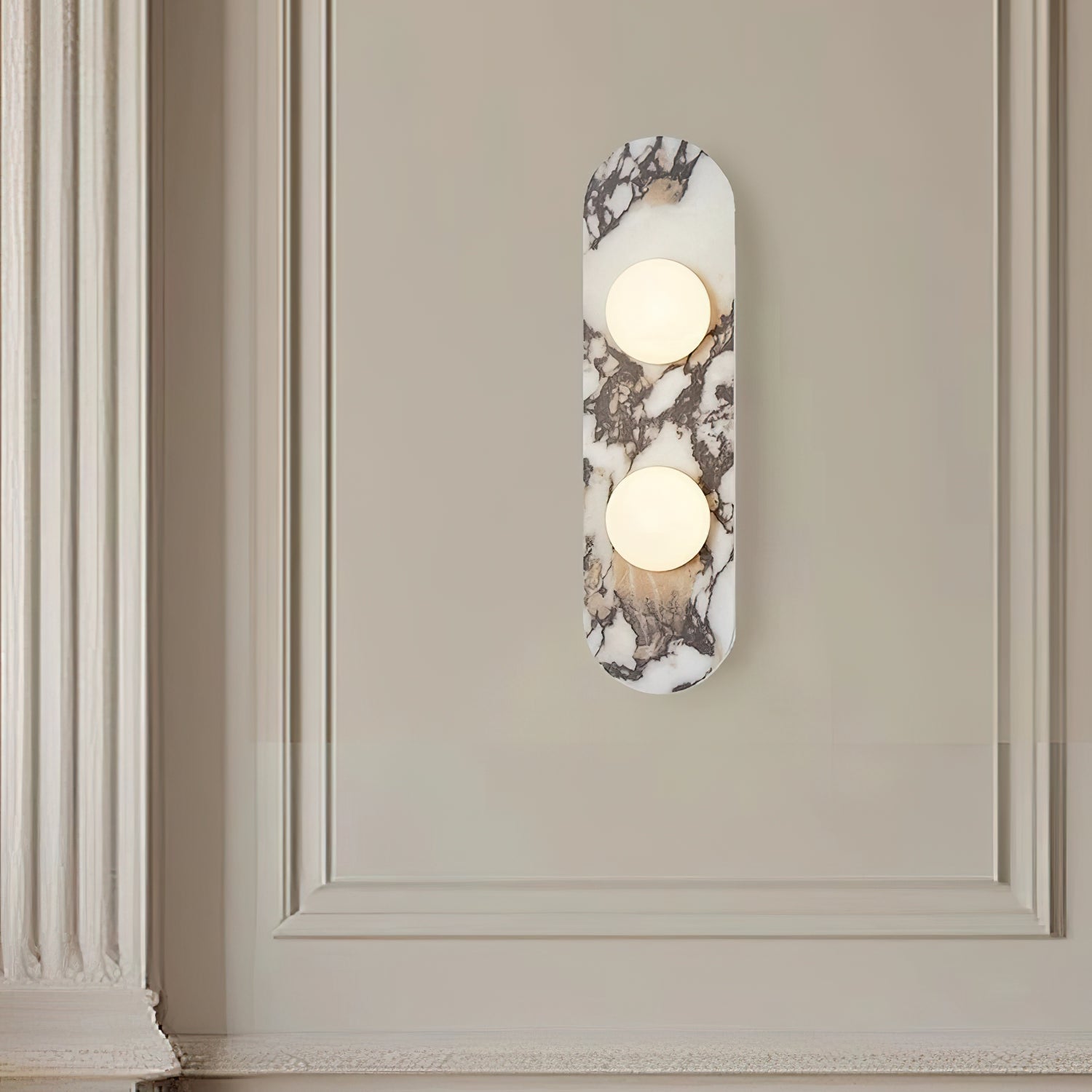 Elegant Marble Wall Lamp | Stylish Wall Sconce Lighting with Glass Shade | Modern Indoor Wall Lights for Sophisticated Ambiance 7