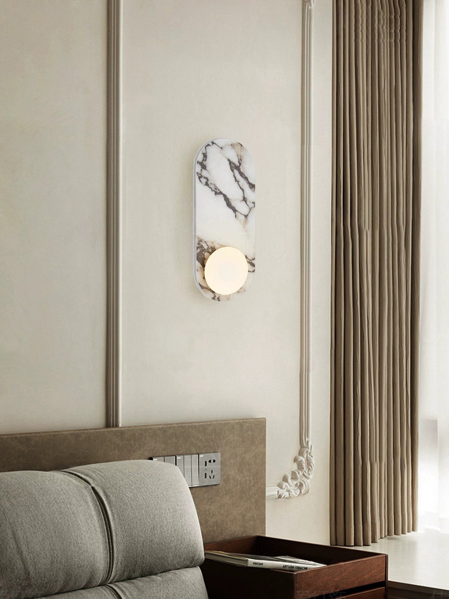 Elegant Marble Wall Lamp | Stylish Wall Sconce Lighting with Glass Shade | Modern Indoor Wall Lights for Sophisticated Ambiance 8