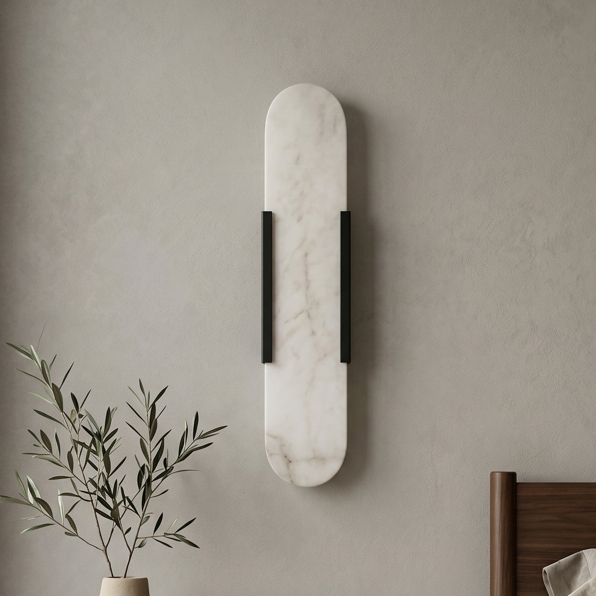 Elegant Marble Wall Sconce Lighting with Soft Diffused Glow | Compact Design for Tranquil Ambiance 0