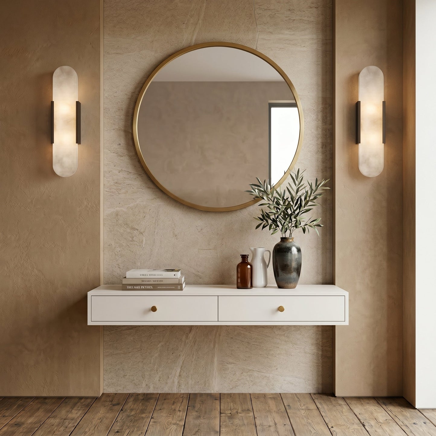 Elegant Marble Wall Sconce Lighting with Soft Diffused Glow | Compact Design for Tranquil Ambiance 4