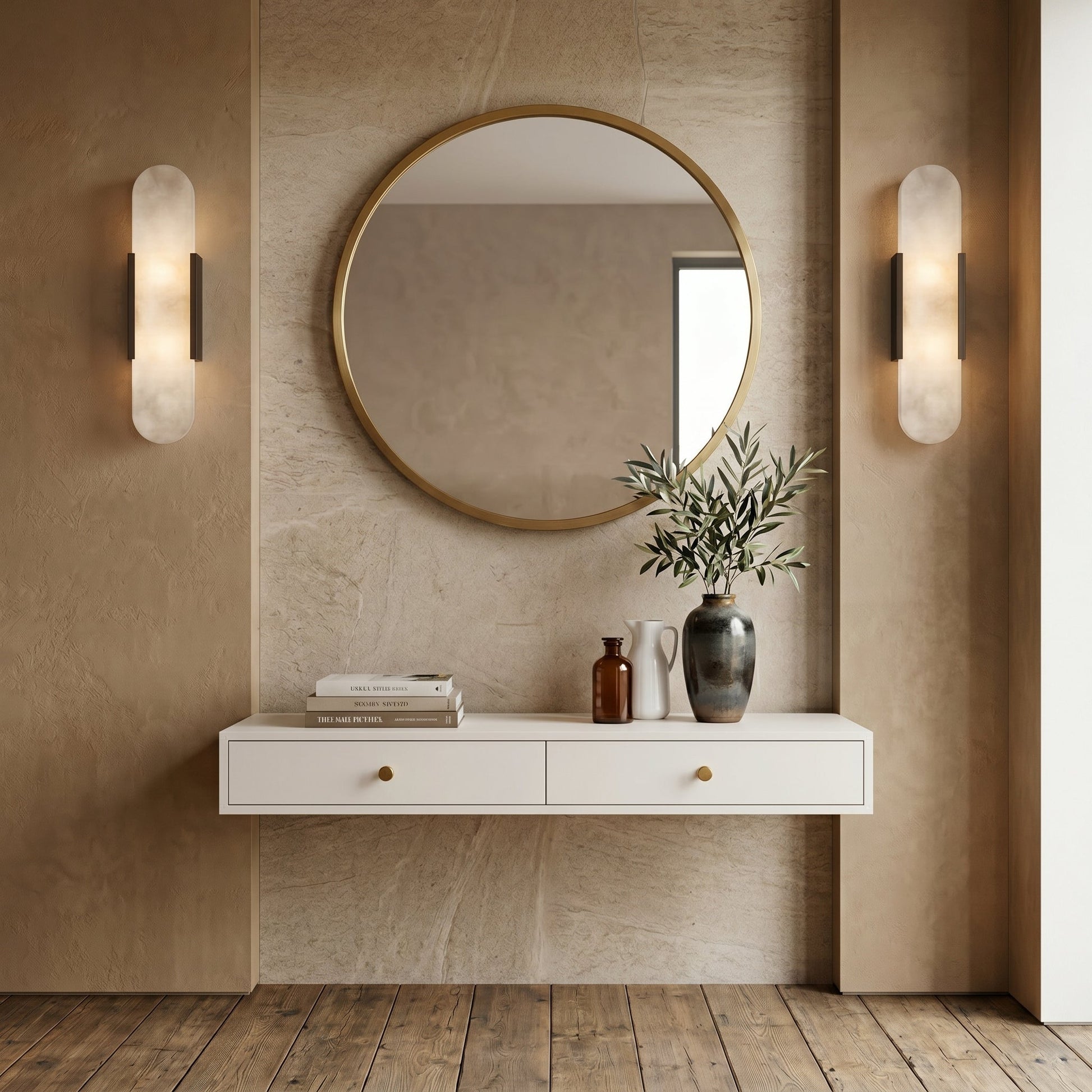 Elegant Marble Wall Sconce Lighting with Soft Diffused Glow | Compact Design for Tranquil Ambiance 4