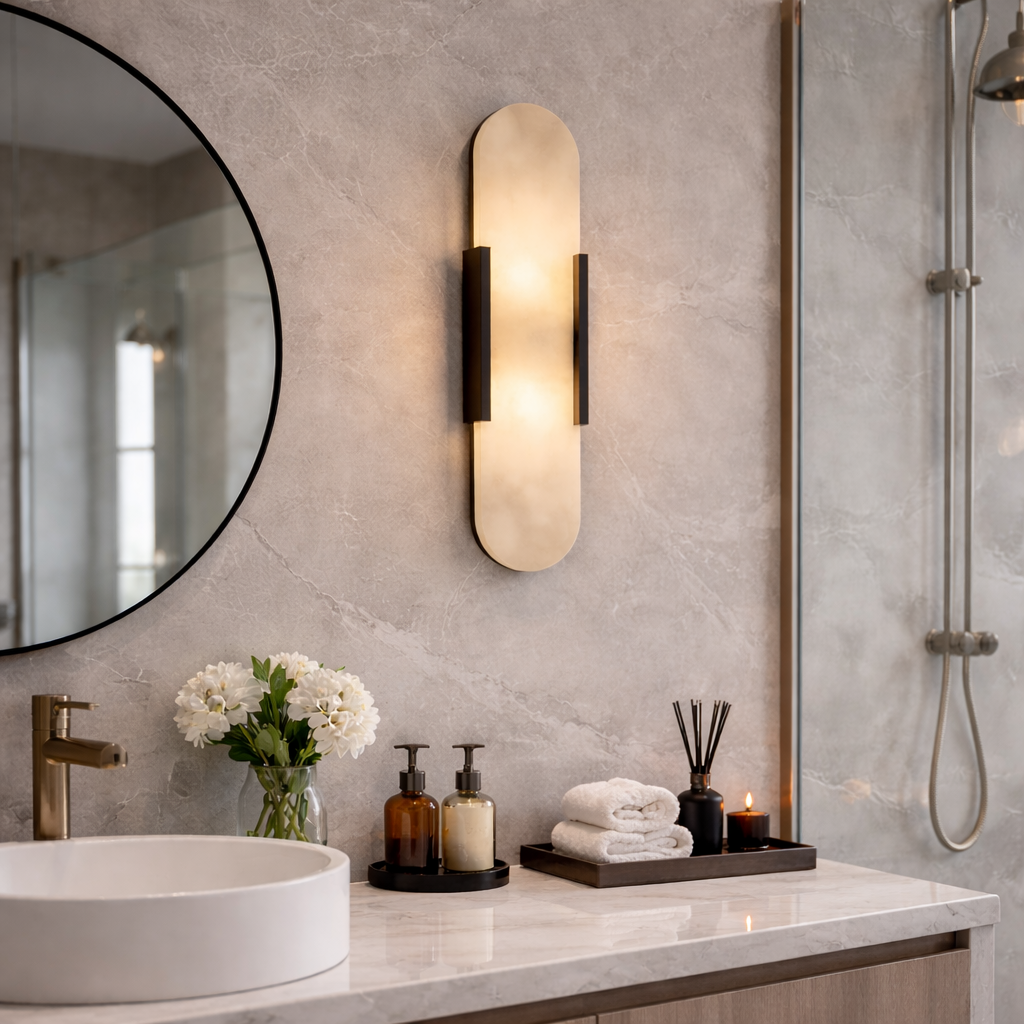 Elegant Marble Wall Sconce Lighting with Soft Diffused Glow | Compact Design for Tranquil Ambiance 6
