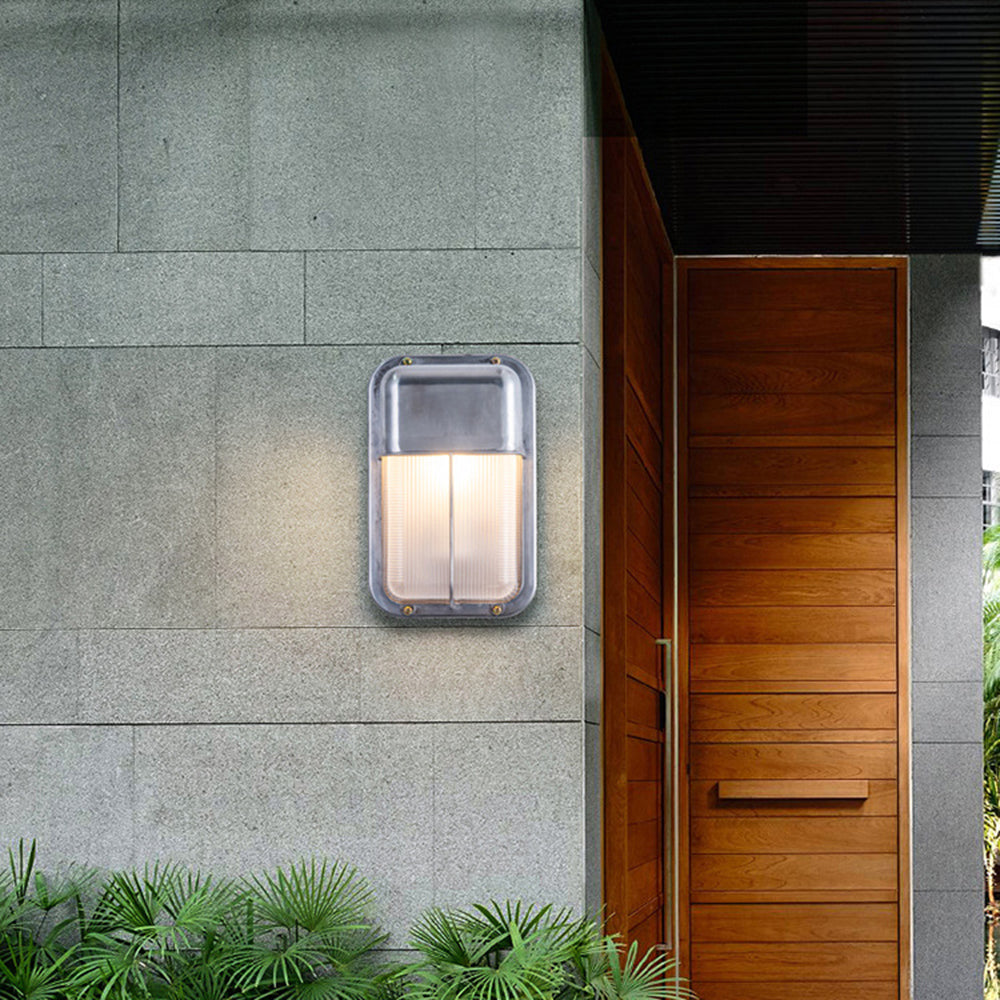Elegant Outdoor Wall Lamp with Geometric Design & Weather Resistance | Modern Silver Finish for Enhanced Ambiance 0
