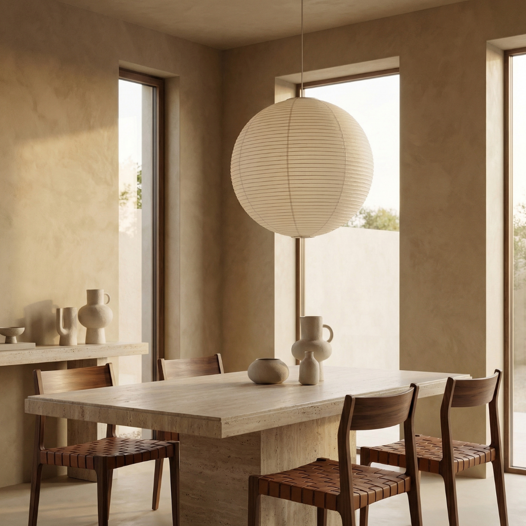 Elegant Paper Pendant Light | Mid-Century Design with Warm Ambient Glow | Soft Cotton Shade for Cozy Indoor Spaces 7
