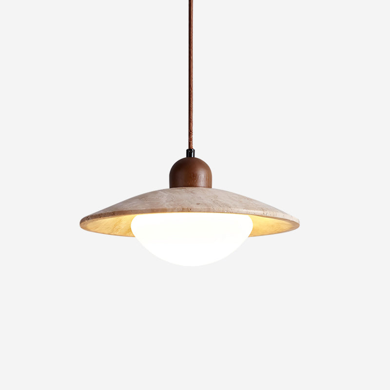 Elegant Pendant Lighting | Rustic Travertine Shade with Adjustable Height | Cozy Illumination for Kitchen and Living Spaces 0