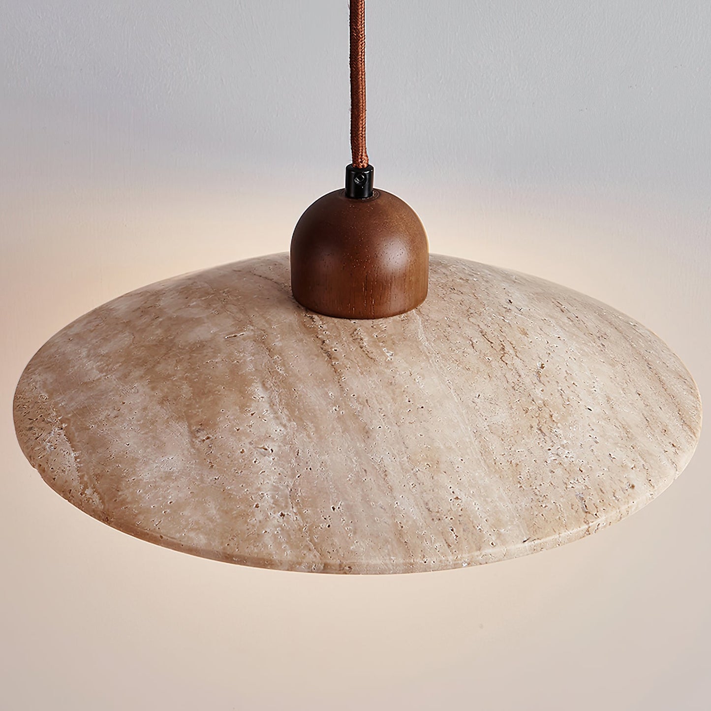 Elegant Pendant Lighting | Rustic Travertine Shade with Adjustable Height | Cozy Illumination for Kitchen and Living Spaces 6