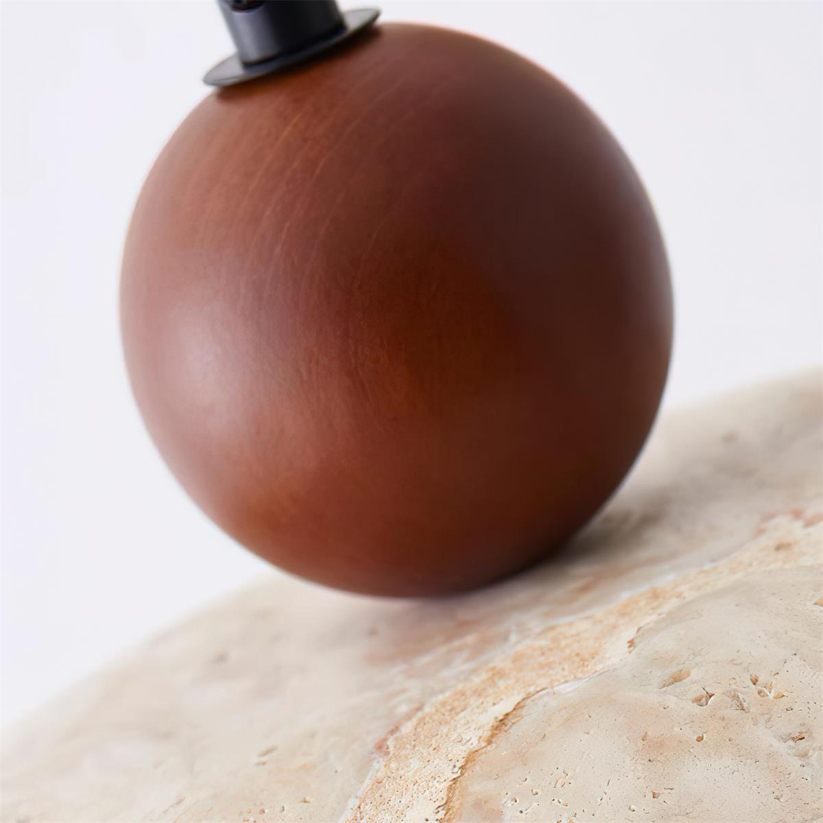 Elegant Pendant Lighting | Travertine Shade with Wooden Accent | Stylish Hanging Light for Warm Ambiance 4
