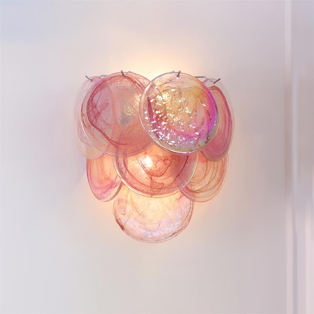 Elegant Pink Capiz Shell Wall Lamp | Dimmable Design for Indoor & Outdoor Use 0