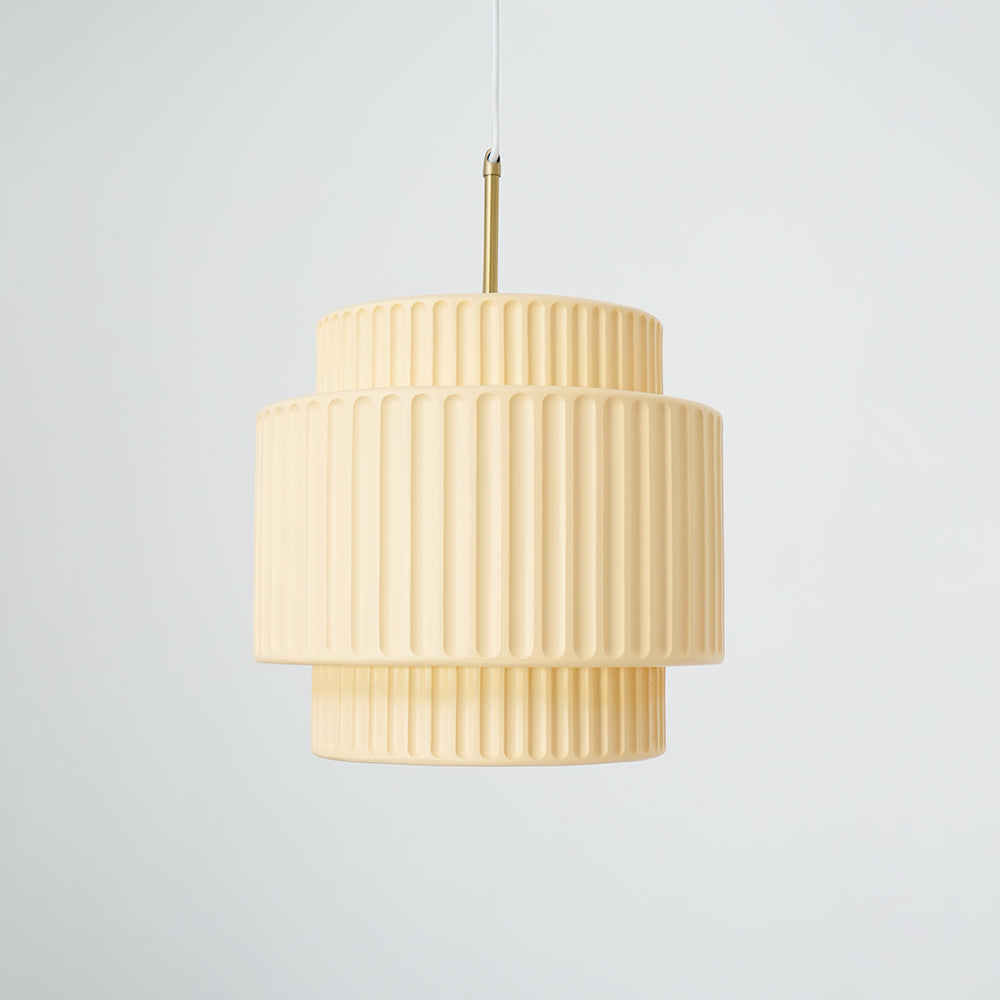 Elegant Ribbed Pendant Light with Adjustable Height | Modern Metal Design for Stylish Kitchen Pendant Lighting 0