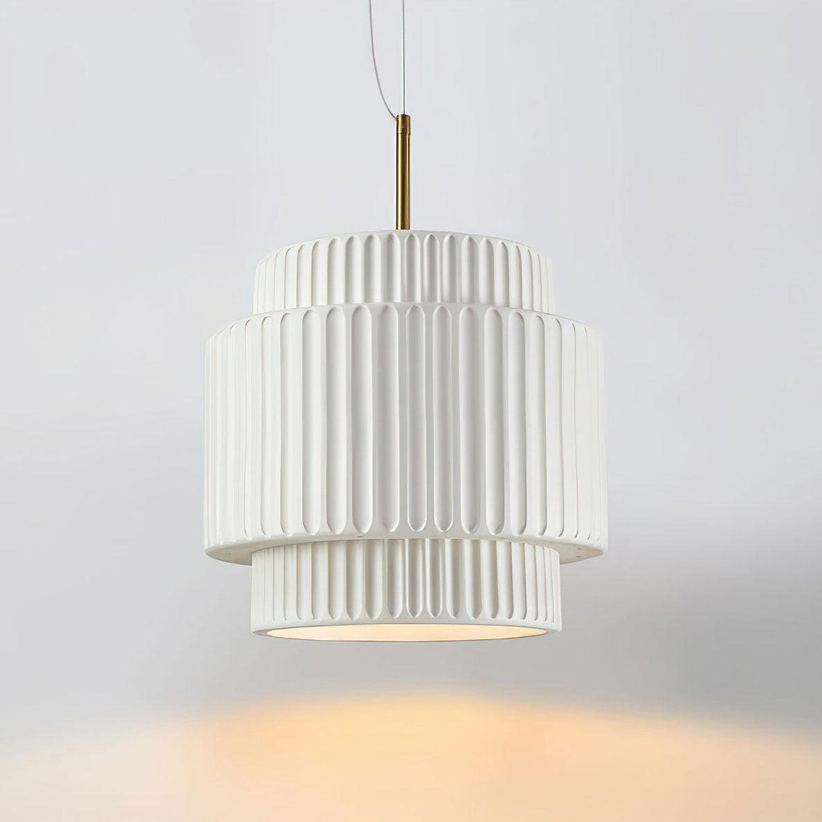 Elegant Ribbed Pendant Light with Adjustable Height | Modern Metal Design for Stylish Kitchen Pendant Lighting 10