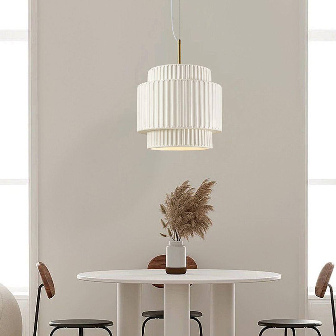 Elegant Ribbed Pendant Light with Adjustable Height | Modern Metal Design for Stylish Kitchen Pendant Lighting 2