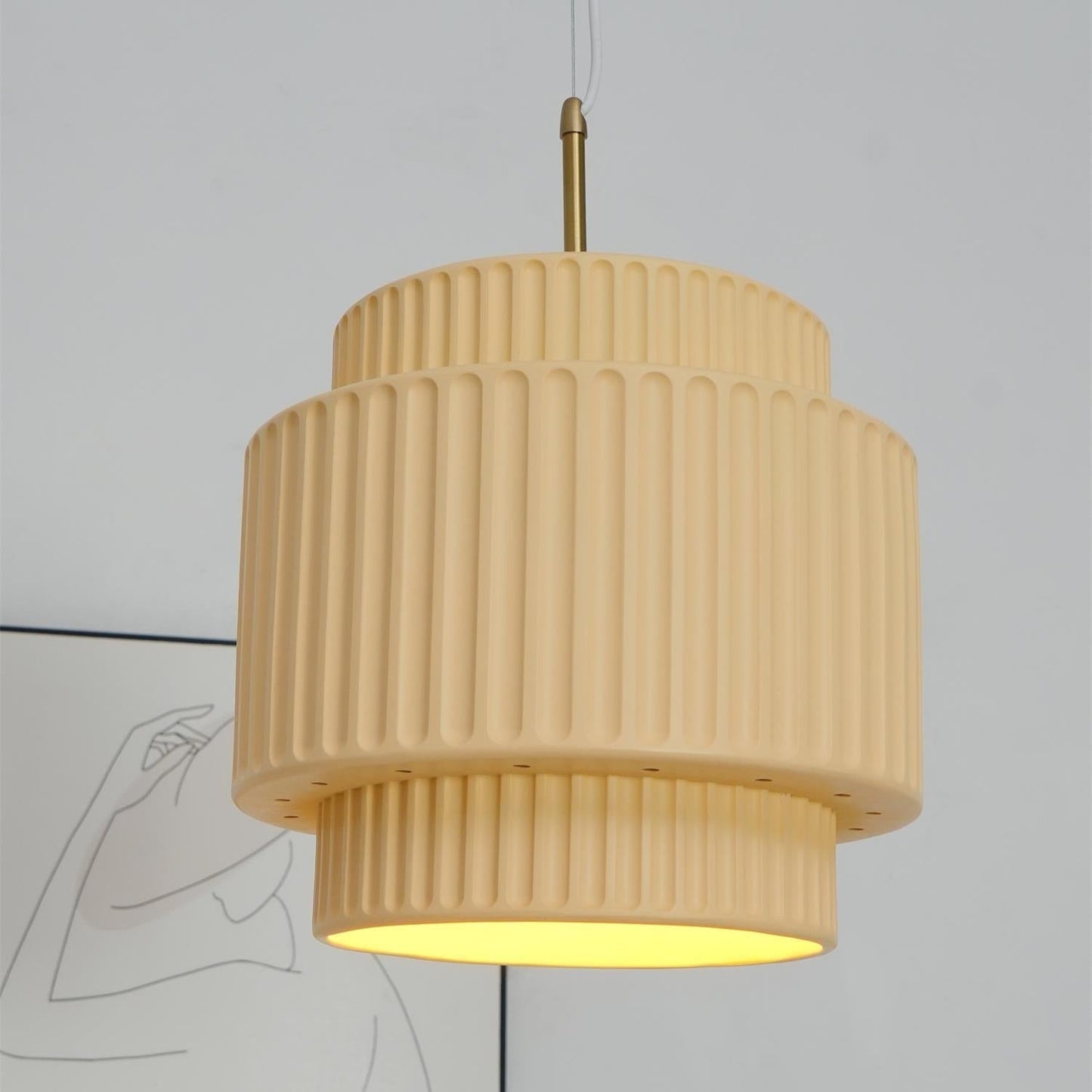 Elegant Ribbed Pendant Light with Adjustable Height | Modern Metal Design for Stylish Kitchen Pendant Lighting 3