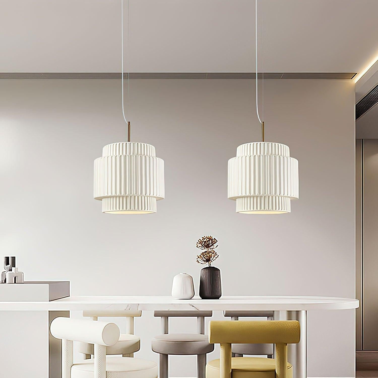Elegant Ribbed Pendant Light with Adjustable Height | Modern Metal Design for Stylish Kitchen Pendant Lighting 6