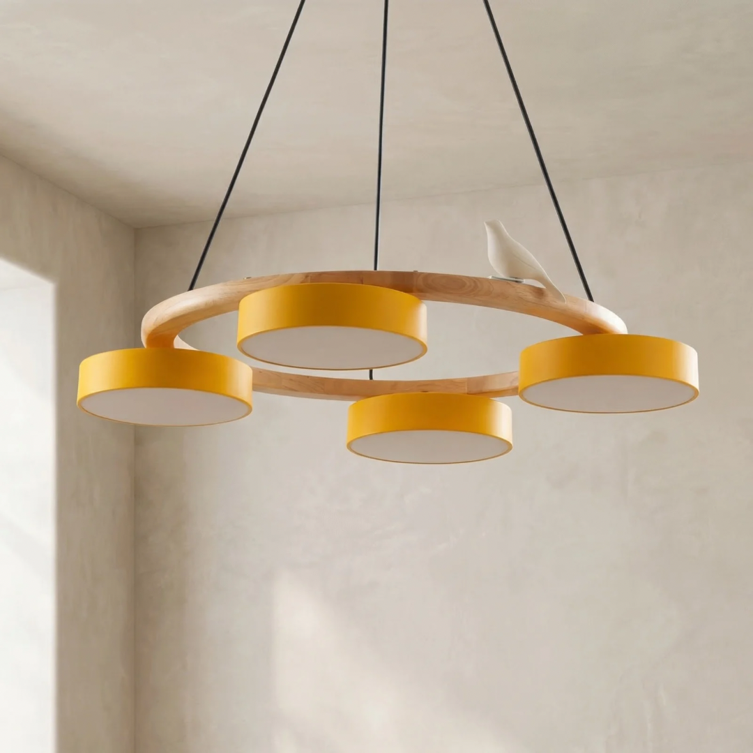 Elegant Round Chandelier Light with Bird-Inspired Design | Modern Fixture for Dining Room Illumination 10