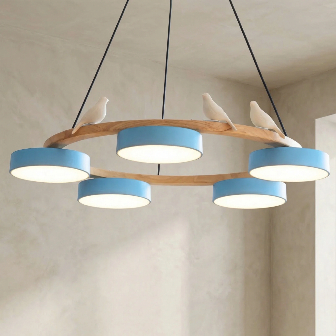 Elegant Round Chandelier Light with Bird-Inspired Design | Modern Fixture for Dining Room Illumination 12