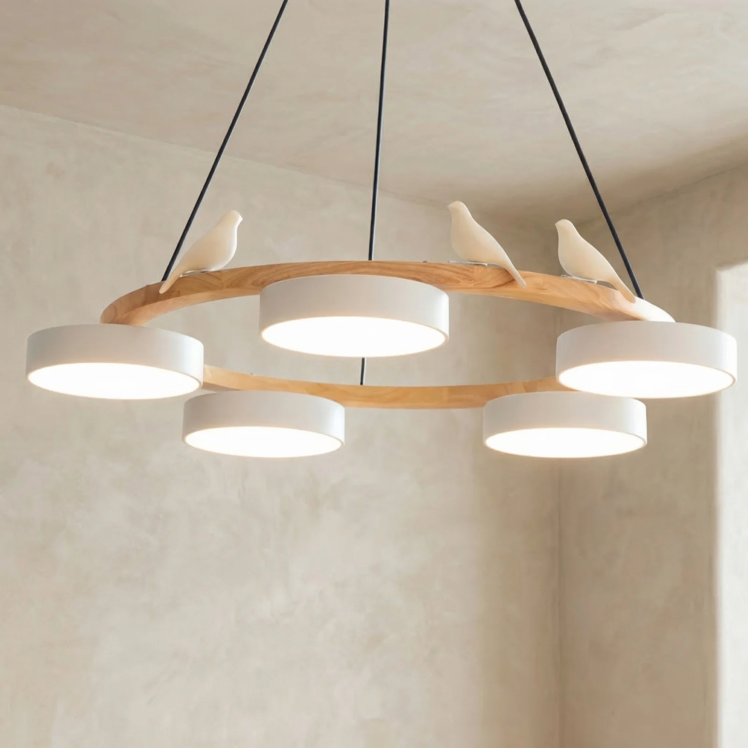 Elegant Round Chandelier Light with Bird-Inspired Design | Modern Fixture for Dining Room Illumination 13