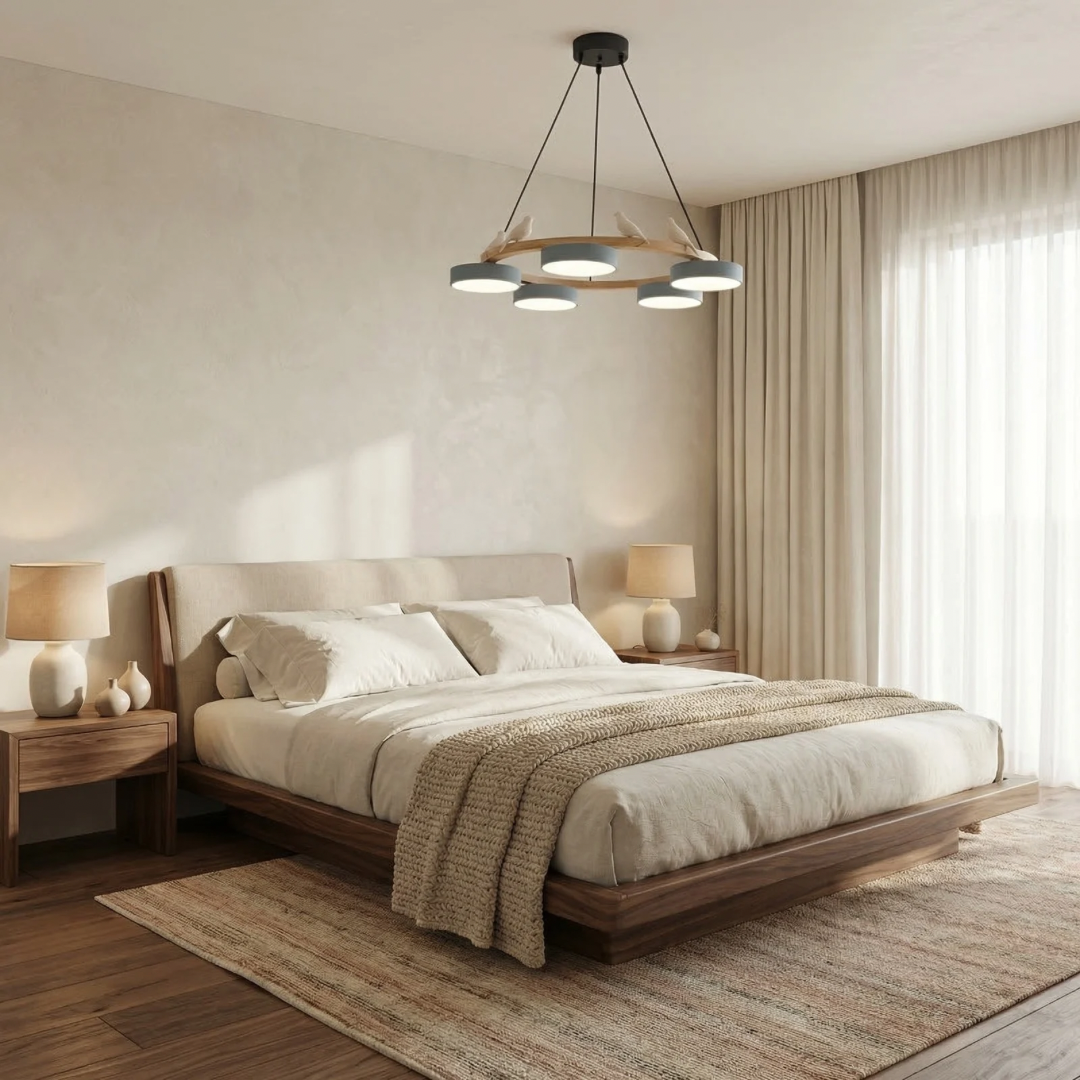 Elegant Round Chandelier Light with Bird-Inspired Design | Modern Fixture for Dining Room Illumination 2