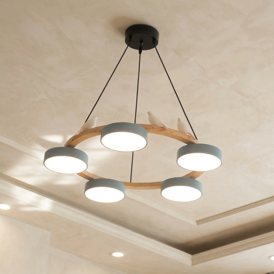 Elegant Round Chandelier Light with Bird-Inspired Design | Modern Fixture for Dining Room Illumination 4
