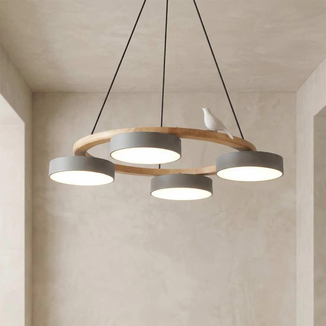 Elegant Round Chandelier Light with Bird-Inspired Design | Modern Fixture for Dining Room Illumination 6