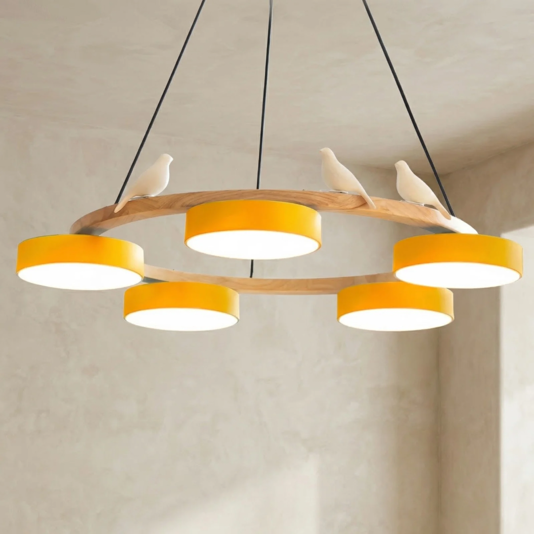 Elegant Round Chandelier Light with Bird-Inspired Design | Modern Fixture for Dining Room Illumination 7