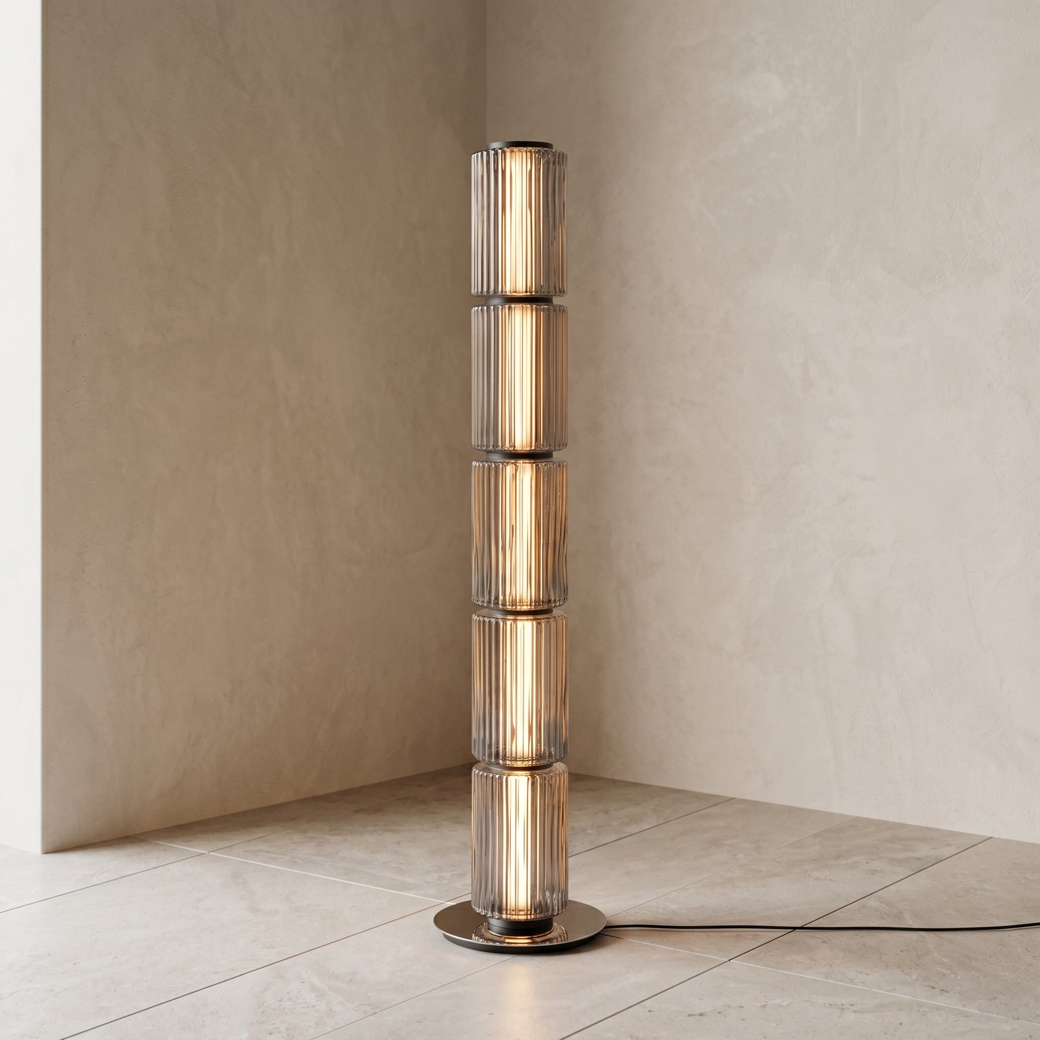 Glodva Smoke Glass Floor Lamp | 3 Sizes