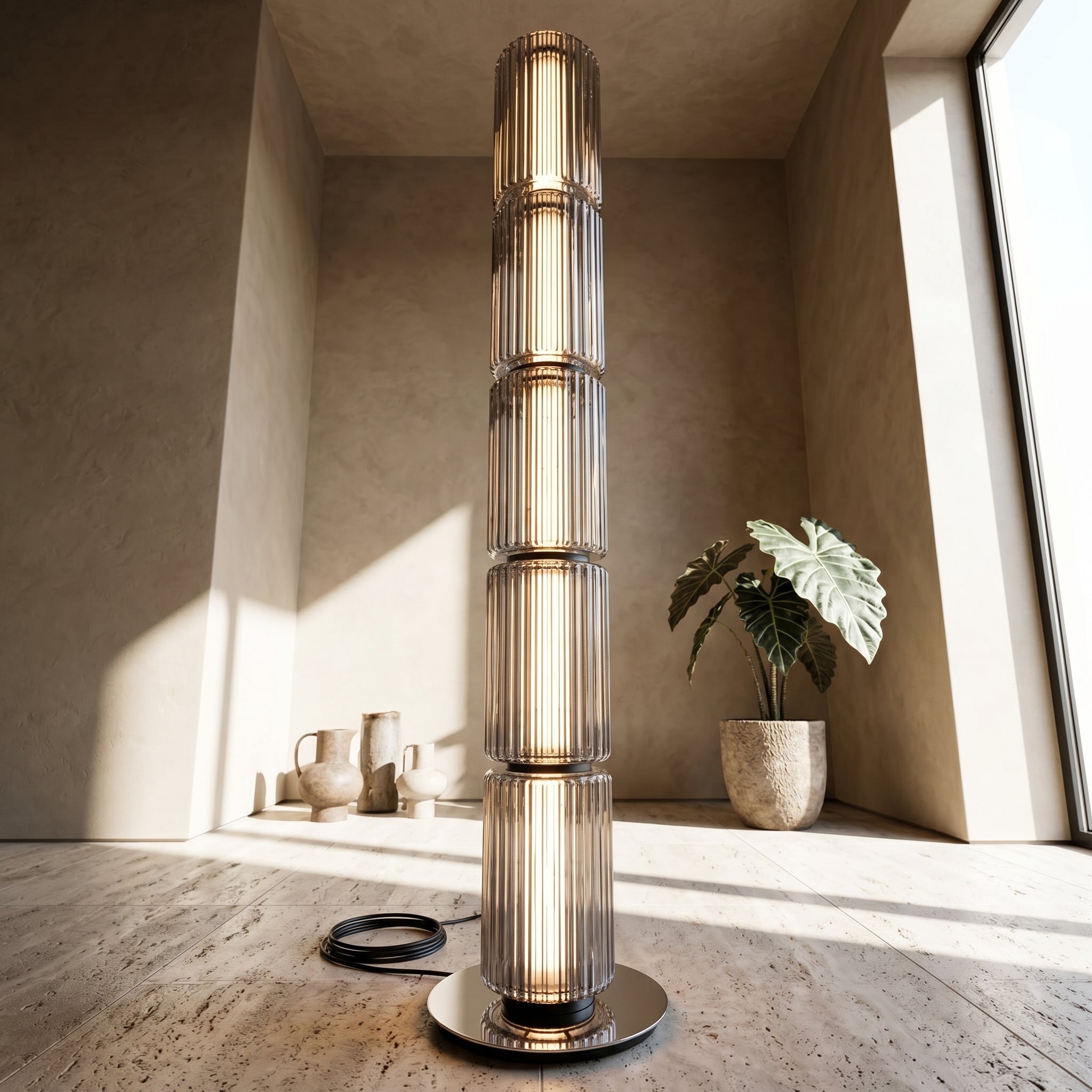 Glodva Smoke Glass Floor Lamp | 3 Sizes