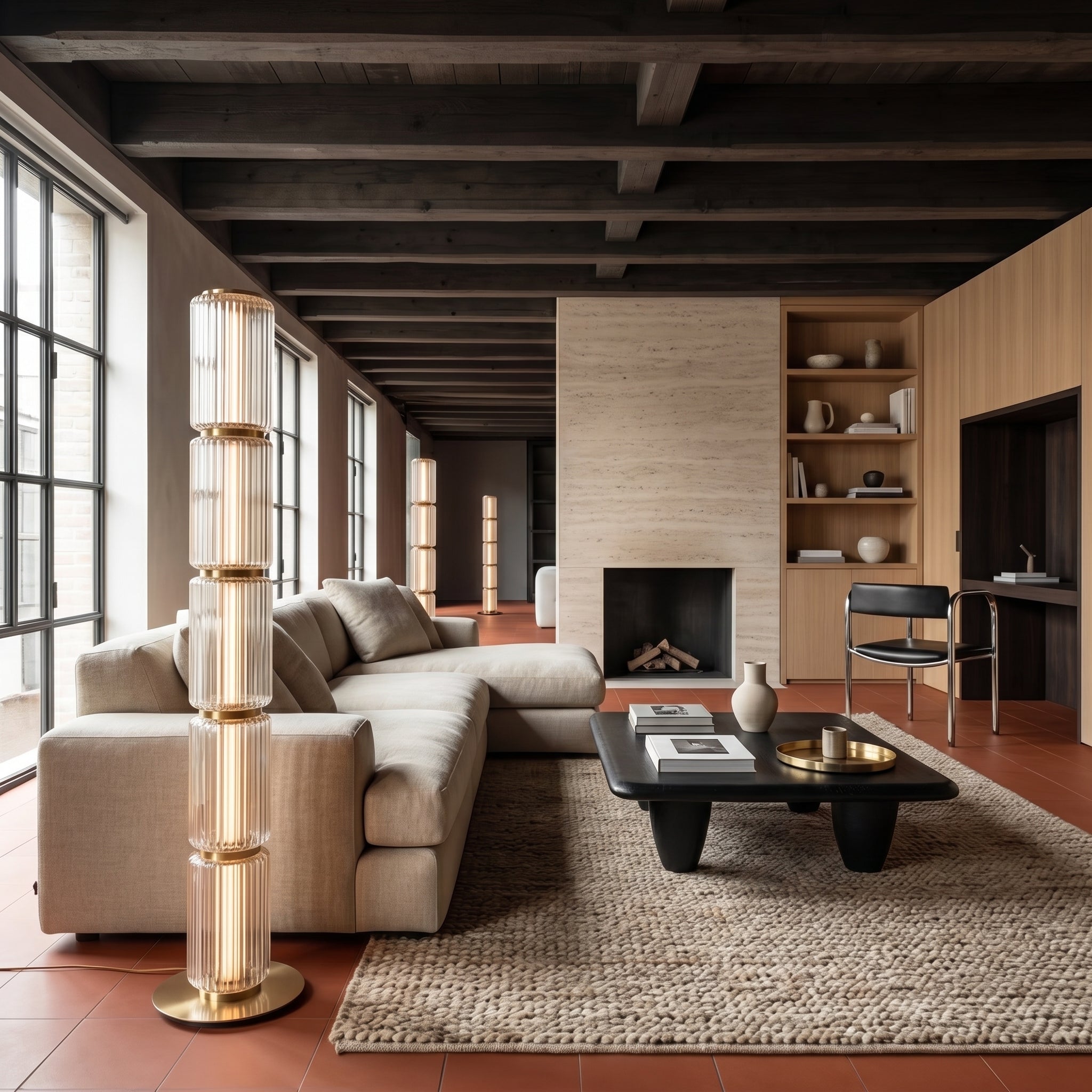 Glodva Smoke Glass Floor Lamp | 3 Sizes