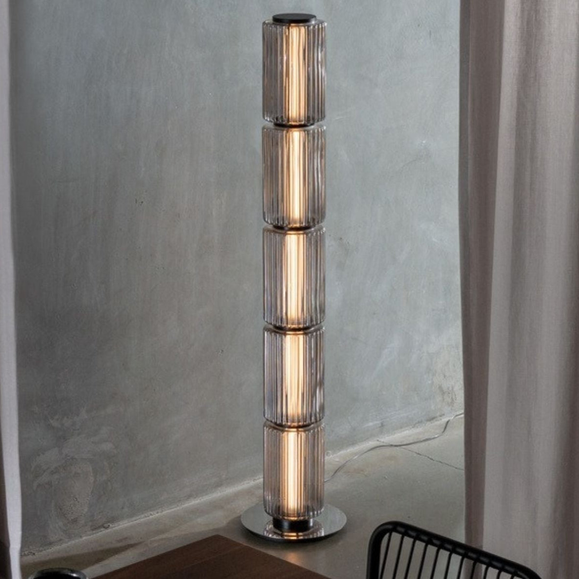 Glodva Smoke Glass Floor Lamp | 3 Sizes