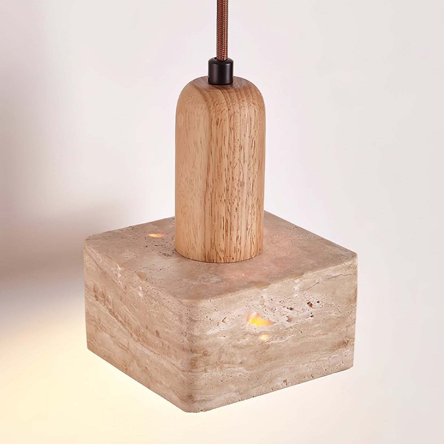 Elegant Square Travertine Pendant Light with Adjustable Height | Modern Kitchen Pendant Lighting for Stylish Illumination 3