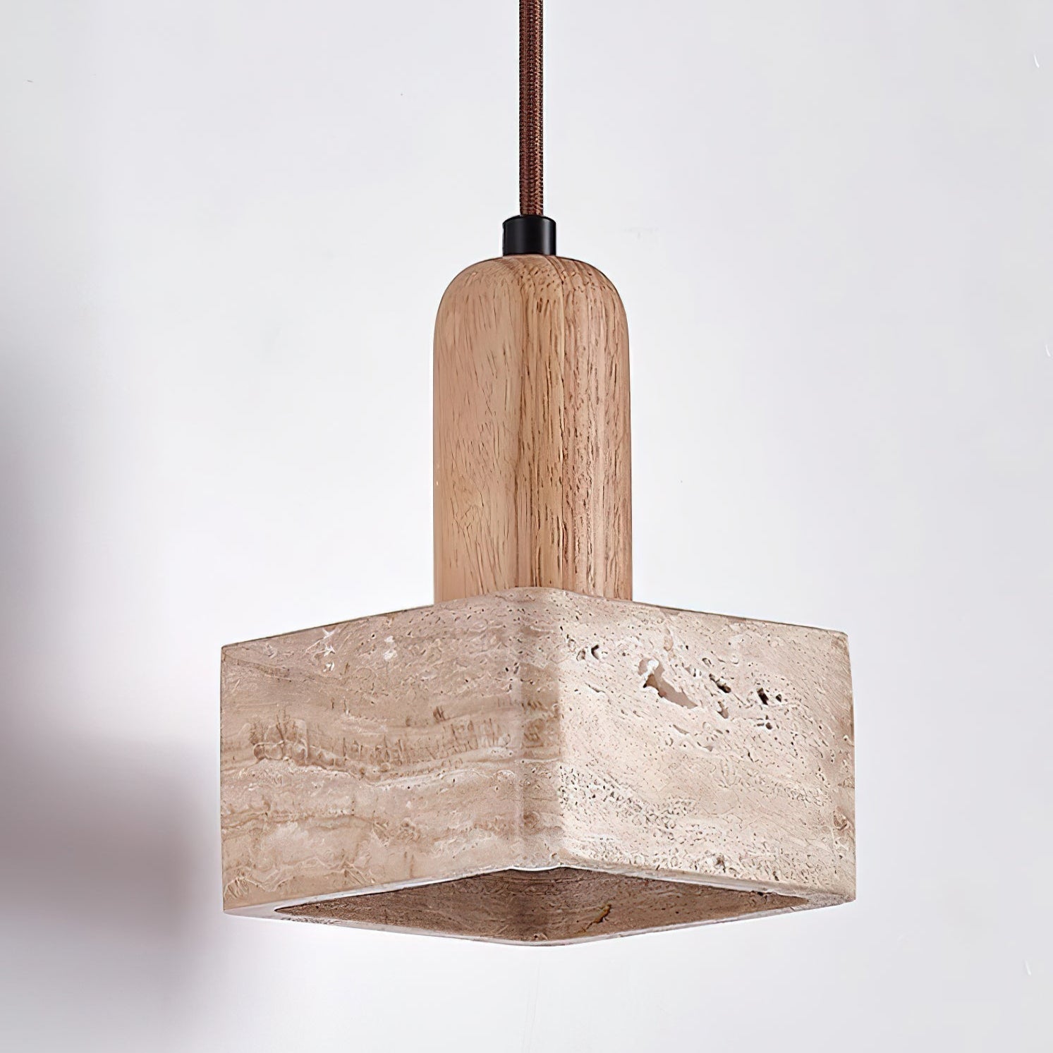 Elegant Square Travertine Pendant Light with Adjustable Height | Modern Kitchen Pendant Lighting for Stylish Illumination 4