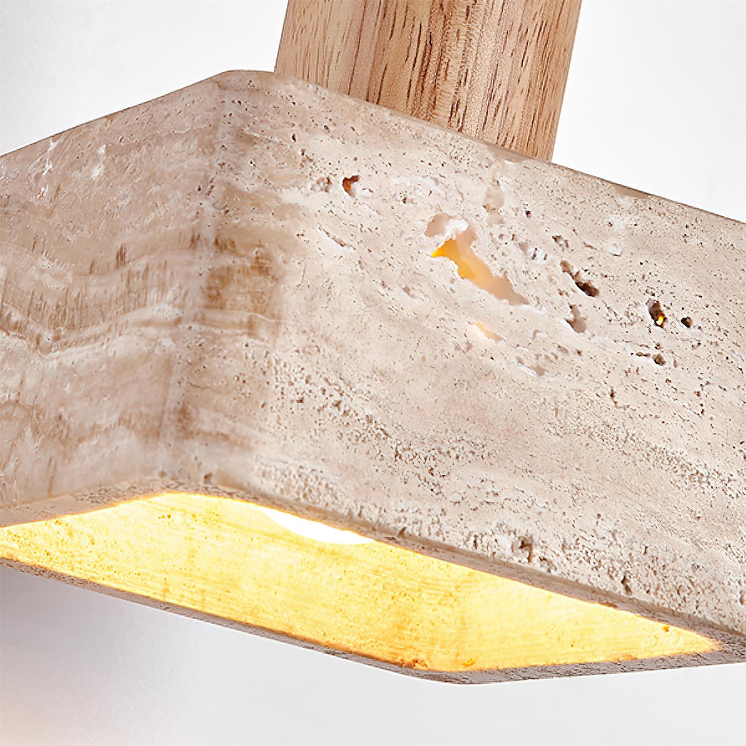 Elegant Square Travertine Pendant Light with Adjustable Height | Modern Kitchen Pendant Lighting for Stylish Illumination 7