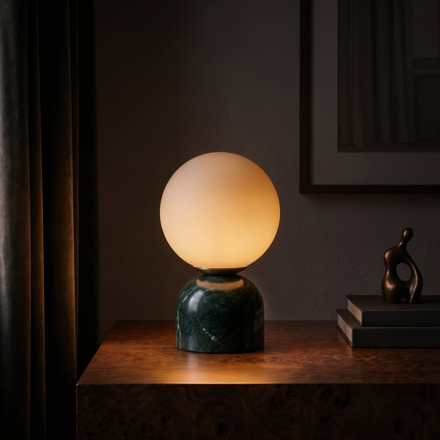 Elegant Table Lamp | Frosted Glass Globe with Marble Base | Soft Ambient Lighting for Bedside Tables 2