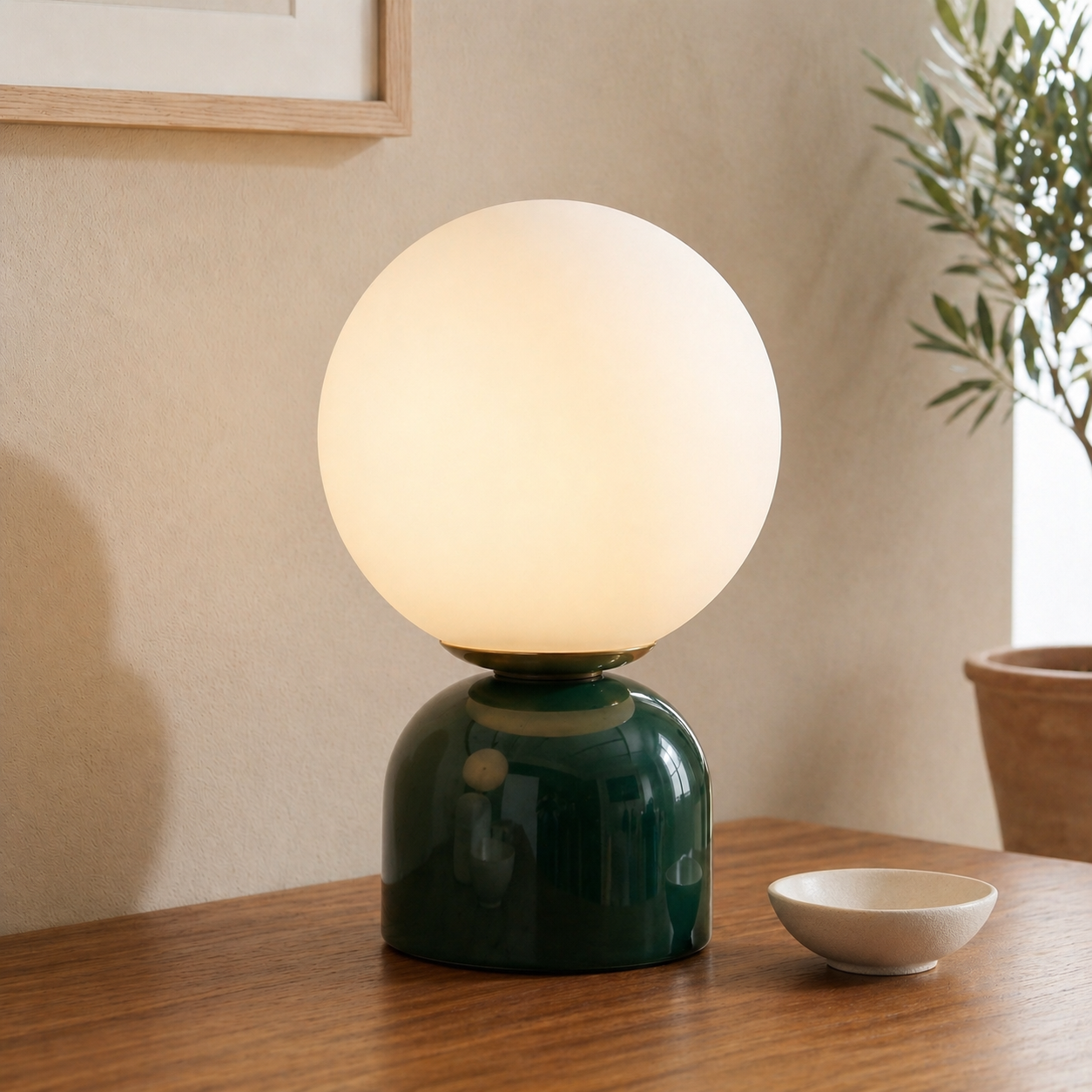 Elegant Table Lamp | Frosted Glass Globe with Marble Base | Soft Ambient Lighting for Bedside Tables 7