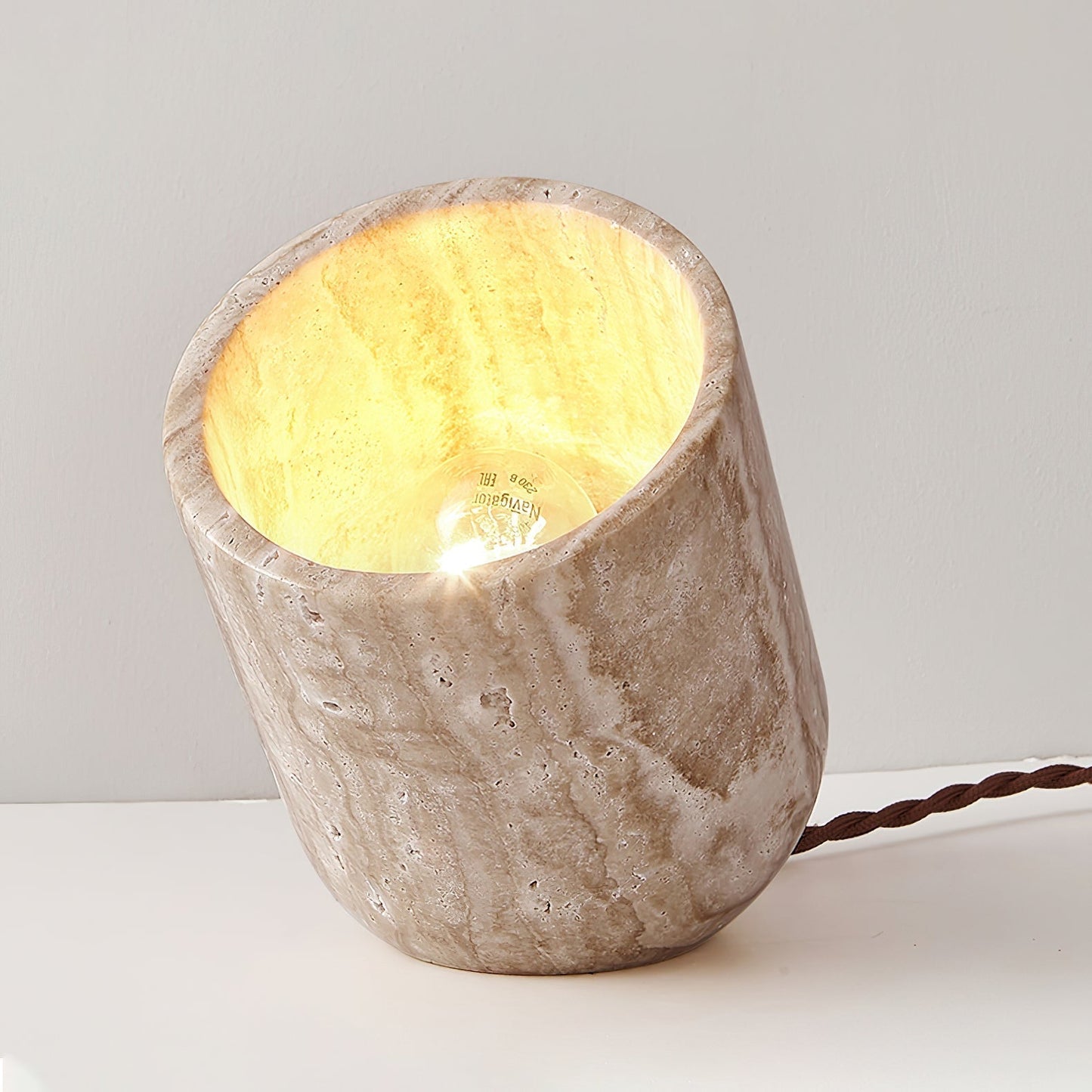 Elegant Tapered Block Table Lamp with Yellow Travertine Base | Stylish Bedside Lighting for Modern Decor 4