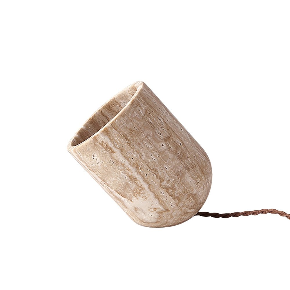 Elegant Tapered Block Table Lamp with Yellow Travertine Base | Stylish Bedside Lighting for Modern Decor 5