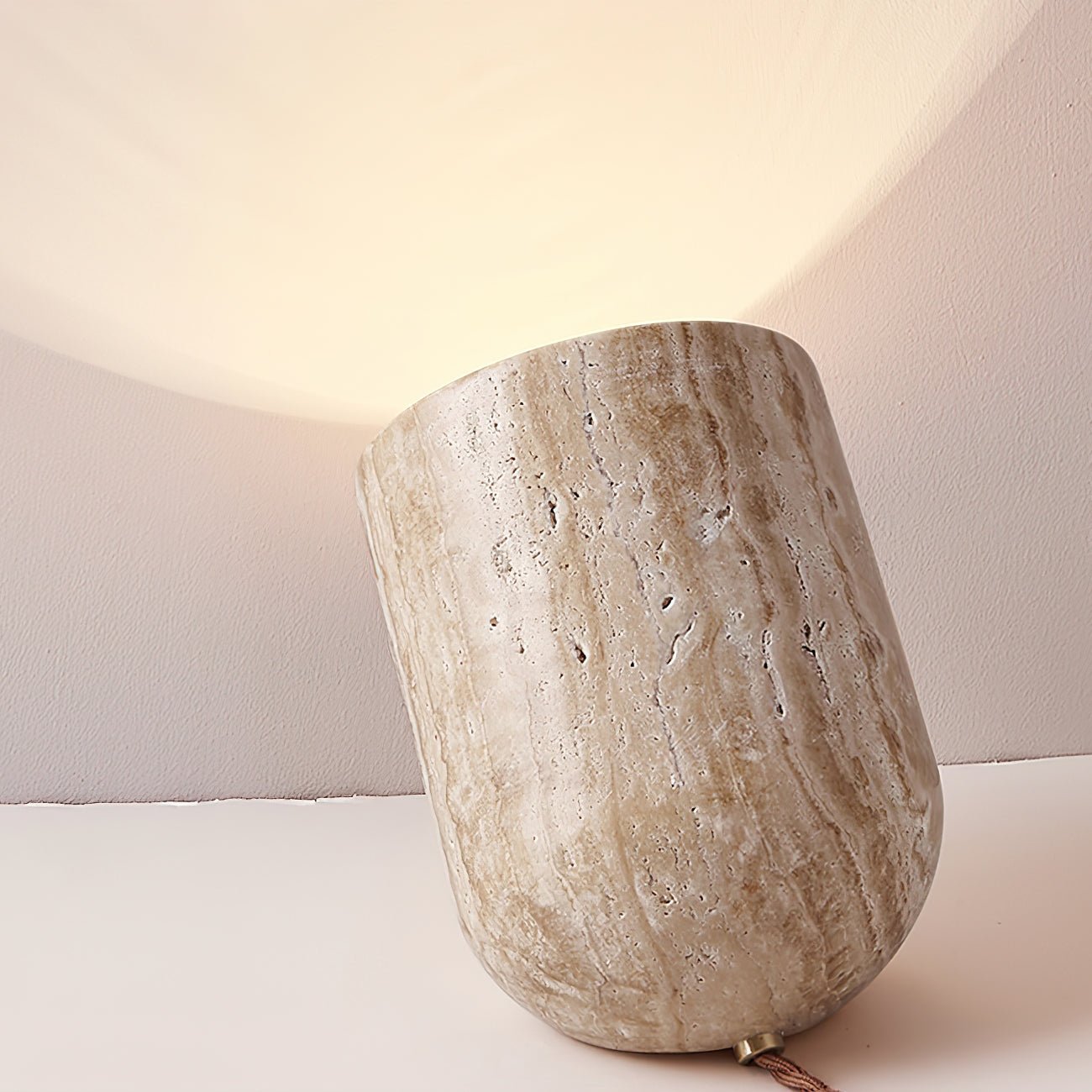 Elegant Tapered Block Table Lamp with Yellow Travertine Base | Stylish Bedside Lighting for Modern Decor 7