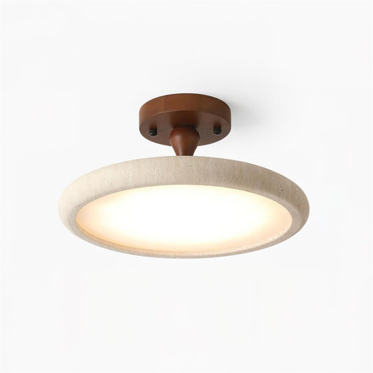 Elegant Travertine Ceiling Light Fixture with Integrated LED | Modern Design for Cozy Illumination 0