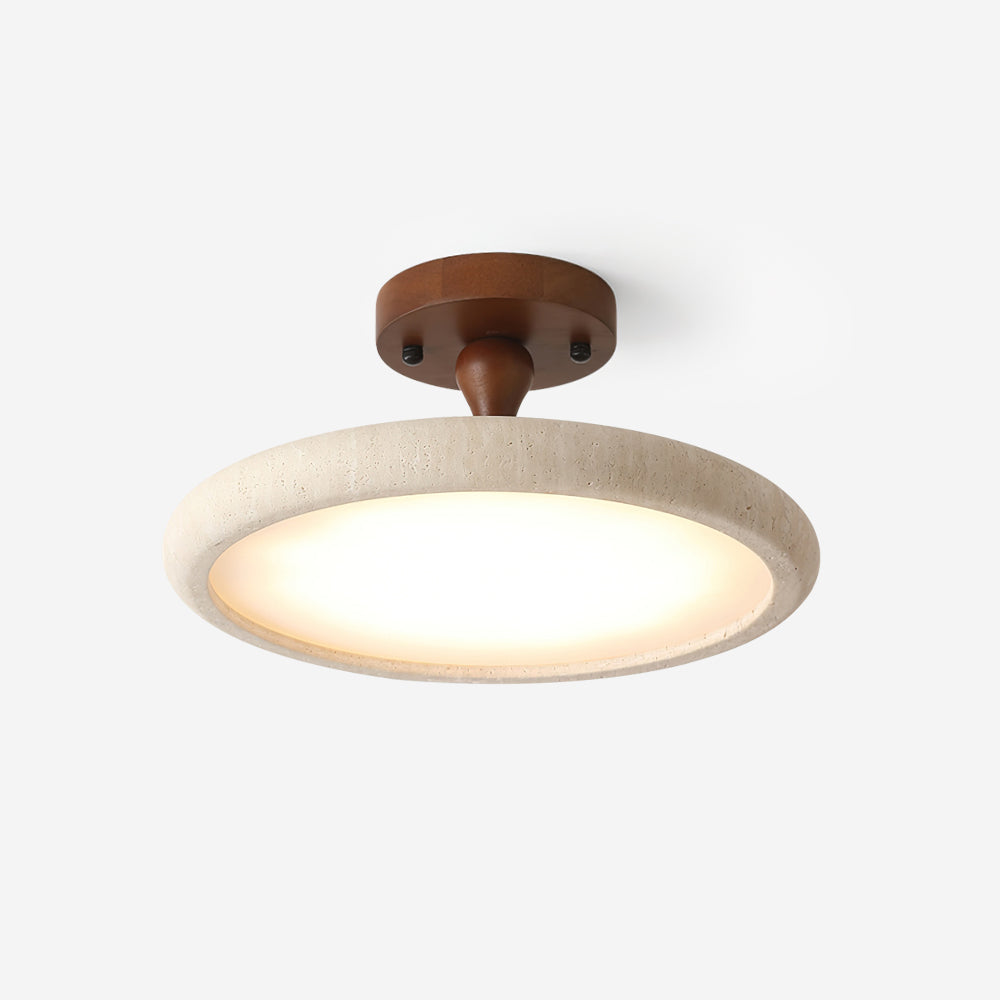Elegant Travertine Ceiling Light Fixture with Integrated LED | Modern Design for Cozy Illumination 1