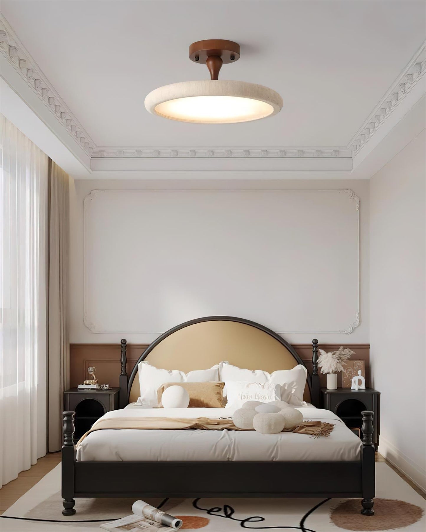 Elegant Travertine Ceiling Light Fixture with Integrated LED | Modern Design for Cozy Illumination 3