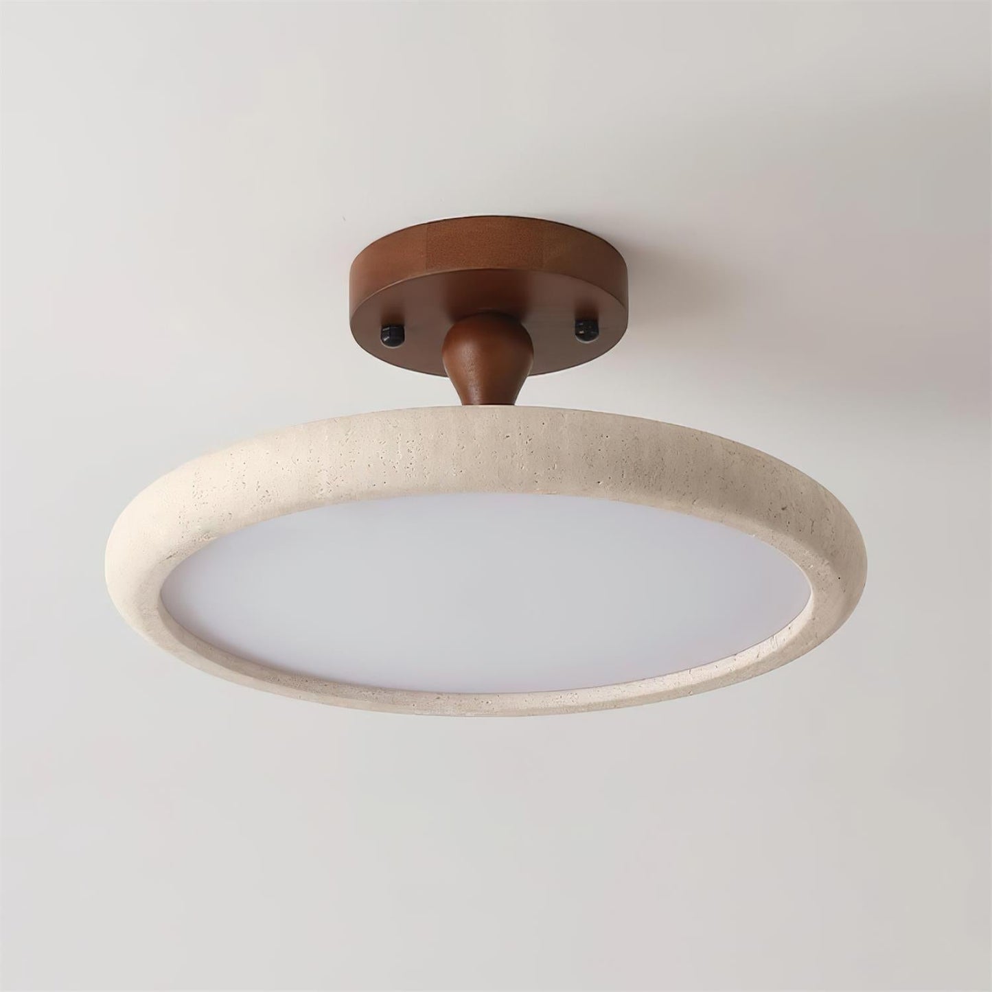 Elegant Travertine Ceiling Light Fixture with Integrated LED | Modern Design for Cozy Illumination 4